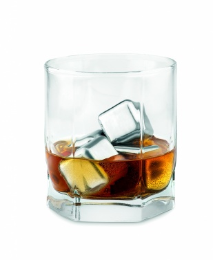 Logo trade promotional products image of: Set of 4 SS ice cubes in pouch