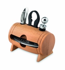 4 pcs wine set in wooden stand