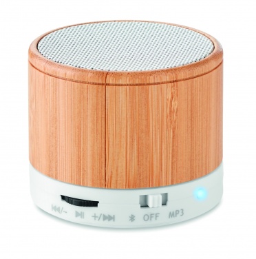 Logotrade promotional gift picture of: Round Bamboo wireless speaker