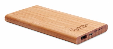 Logo trade promotional merchandise picture of: Wireless power bank in bamboo 6000mAh ARENA