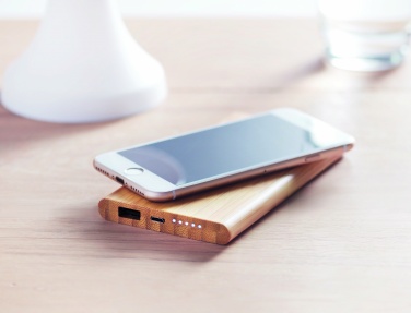 Logotrade promotional products photo of: Wireless power bank in bamboo 6000mAh ARENA