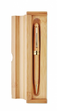 Logo trade promotional gift photo of: Bamboo twist-action ballpoint pen in a box