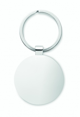 Logo trade business gift photo of: Round key ring metal bamboo Dobele