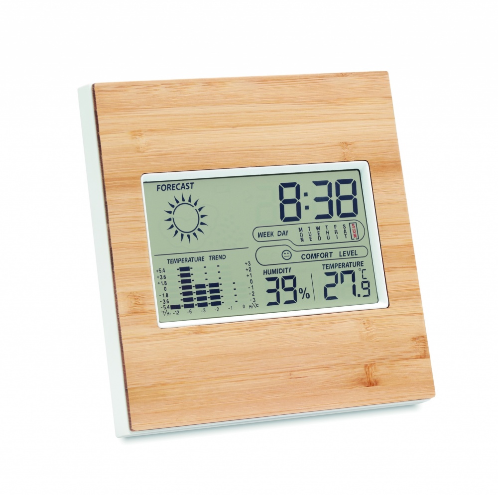 Logo trade corporate gifts picture of: Weather station bamboo front TURKU