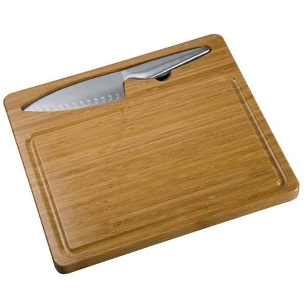 Logo trade promotional merchandise photo of: Cutting board with knife MANTOVA