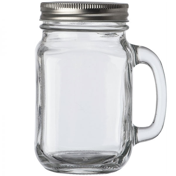 Logo trade promotional merchandise image of: Drinking glass with handle and lid TREVISO 450 ml