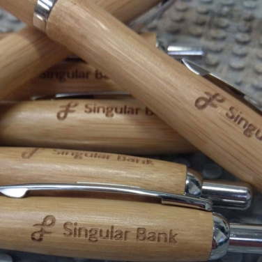 Logo trade promotional merchandise photo of: Wooden ballpen BRENTWOOD