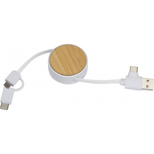 Logo trade promotional merchandise photo of: Bamboo charging cable GRONINGEN