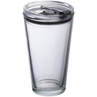 Logo trade promotional products image of: Glass mug with lid WATTENSCHEID 400 ml