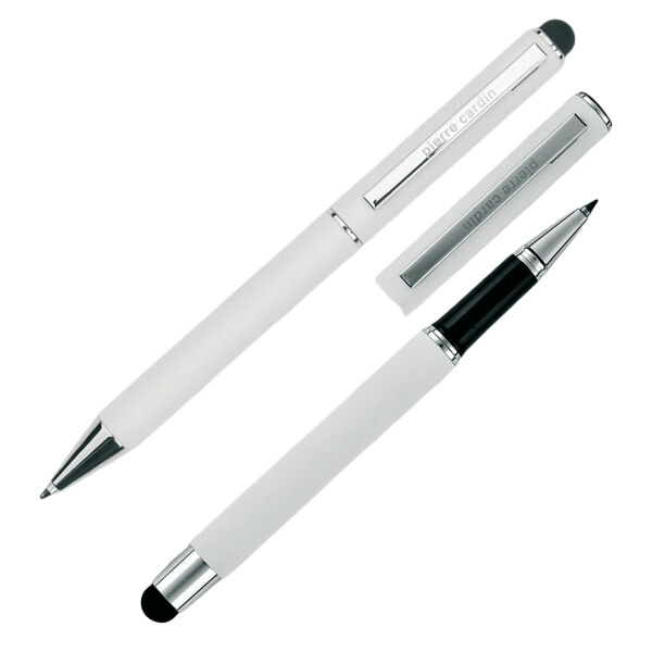 Logo trade promotional item photo of: Writing set ballpoint pen & roller soft touch CLAUDIE