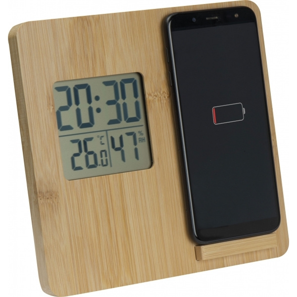 Logo trade promotional gifts image of: Bamboo weather station GRANADA