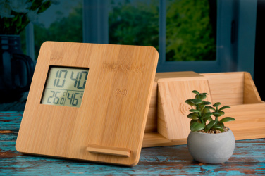 Logotrade promotional merchandise picture of: Bamboo weather station GRANADA