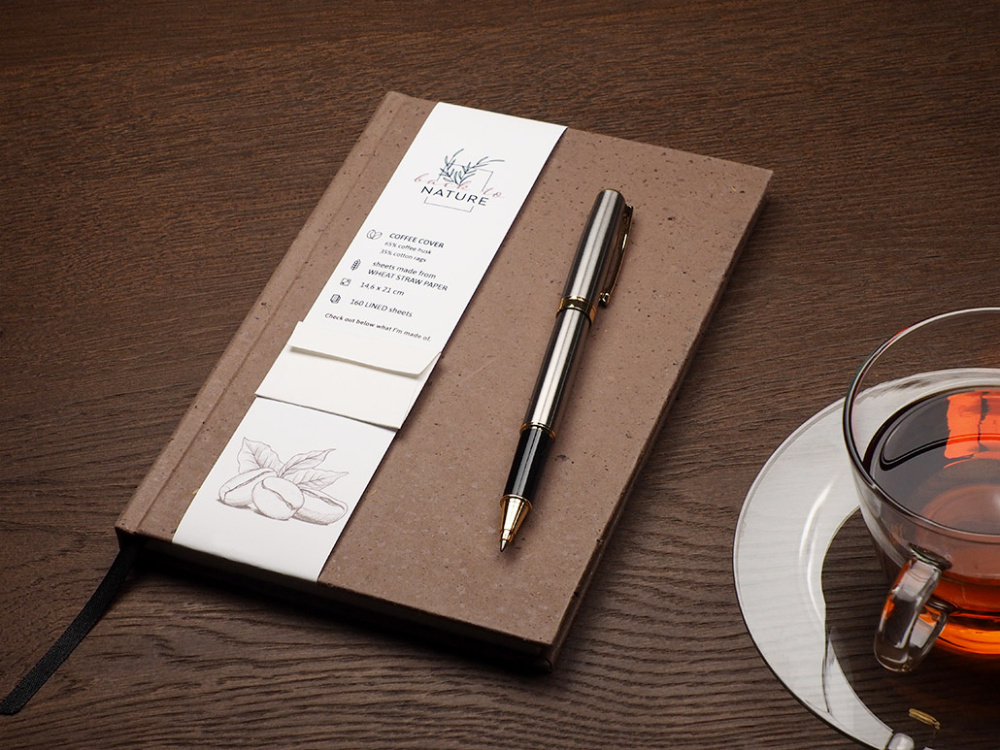 Logo trade promotional gifts image of: Recycled Coffee Notebook 209733900