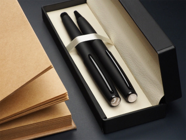 Logo trade promotional merchandise photo of: Striped Flint Pen set 1284036