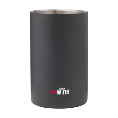 Logo trade business gifts image of: CoolSteel Black wine cooler