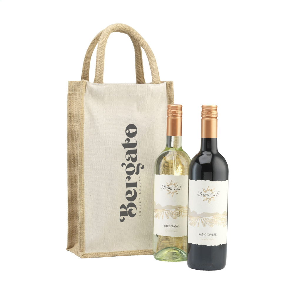 Logotrade promotional item picture of: Jute Canvas Double Wine Bag