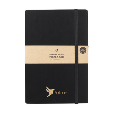 Logotrade corporate gift picture of: Bamboo Journal Naked Spine Paper Notebook Black A5