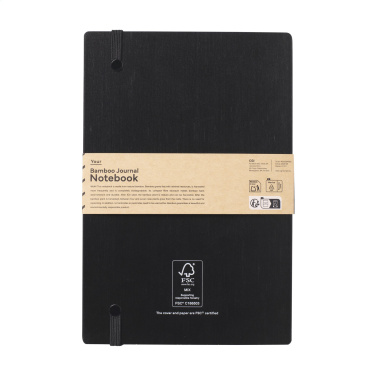 Logo trade promotional merchandise photo of: Bamboo Journal Naked Spine Paper Notebook Black A5