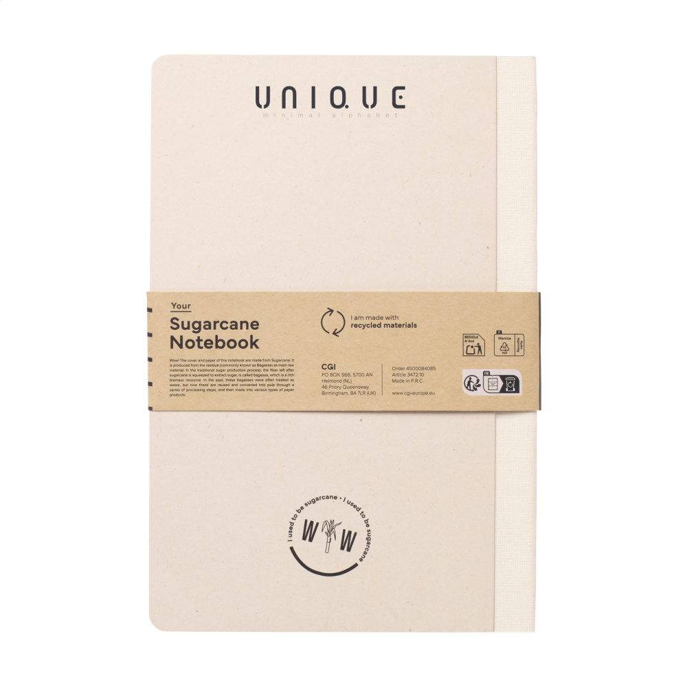 Logo trade corporate gifts image of: Sugarcane Paper Notebook A5