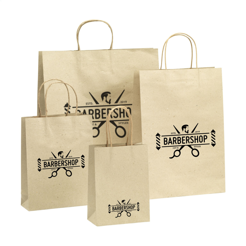 Logo trade promotional merchandise picture of: Leaf It Bag recycled grass paper (120 g/m²) M