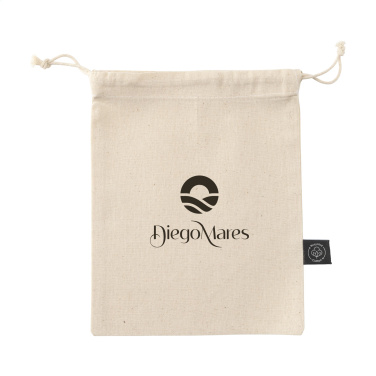 Logo trade promotional merchandise image of: Gift Pouch Natural GRS Recycled Cotton (150 g/m²) S