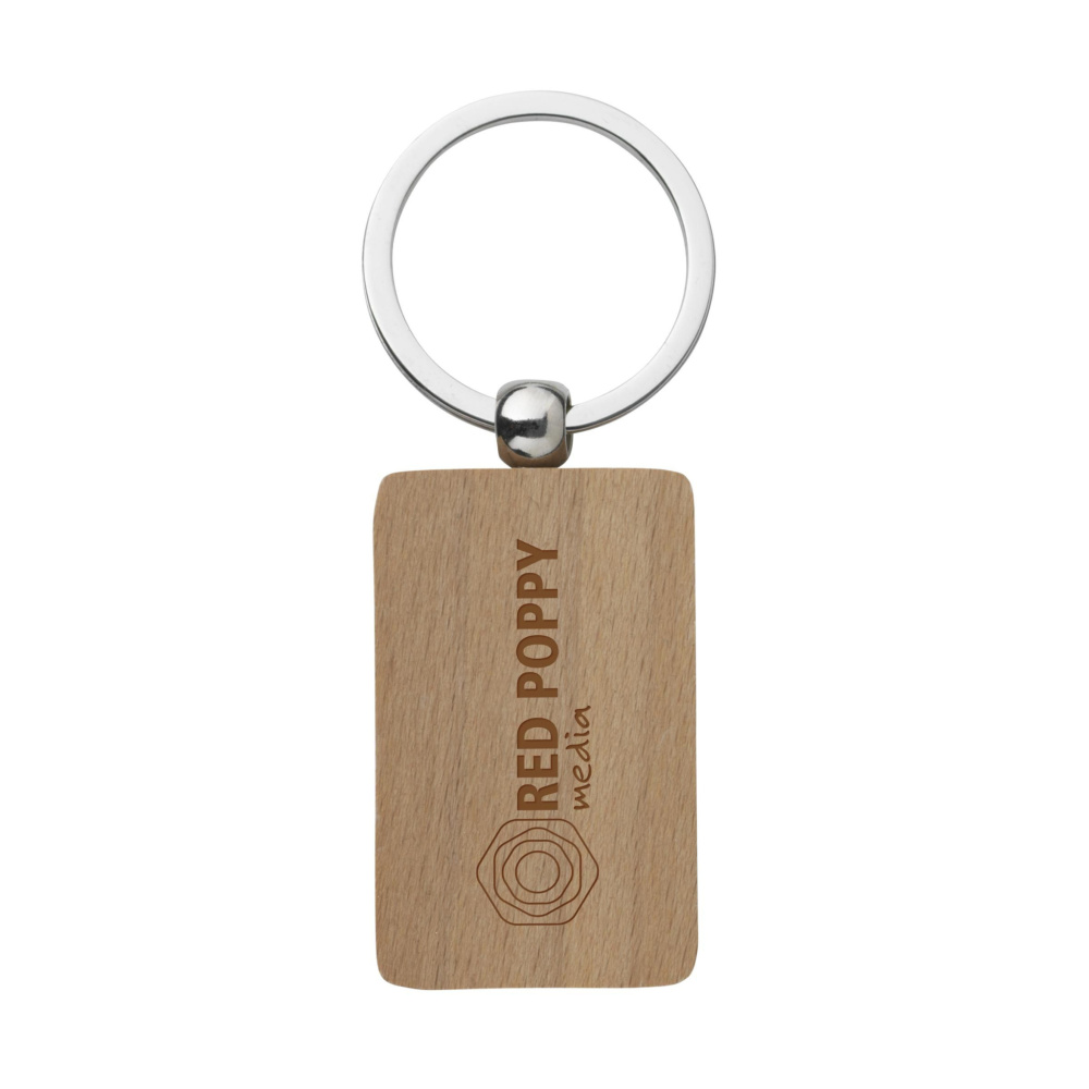 Logo trade business gifts image of: WoodKey Rectangle keychain