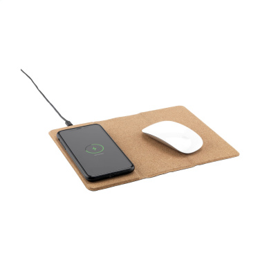 Logo trade corporate gifts picture of: Cork Wireless Charging Mousepad