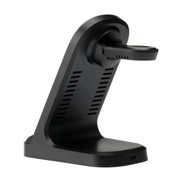 Logo trade promotional merchandise photo of: Triple-Up RCS Recycled ABS Wireless Charger Stand