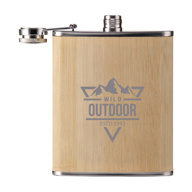 Logo trade advertising products image of: Hipflask Bamboo 200 ml drinking bottle