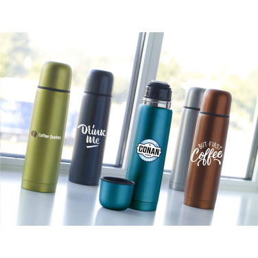 Logo trade promotional giveaway photo of: Frosted Bottle RCS Recycled Steel 500 ml thermo bottle