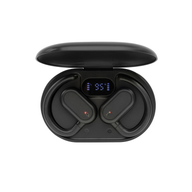 Logo trade promotional item photo of: Fitsound RCS recycled plastic open ear TWS earbuds