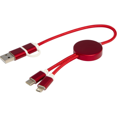 Logo trade promotional merchandise image of: Alasia 5-in-1 recycled aluminium and plastic 30 cm data sync and 27W fast charge cable