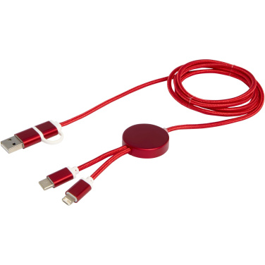 Logotrade promotional items photo of: Alasia 5-in-1 recycled aluminium and plastic 150 cm data sync and 27W fast charge cable