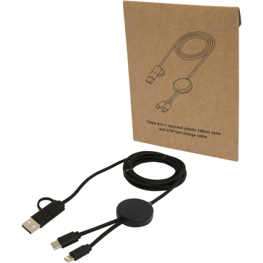 Logo trade business gift photo of: Citala 5-in-1 recycled plastic 150 cm data sync and 27W fast charge cable