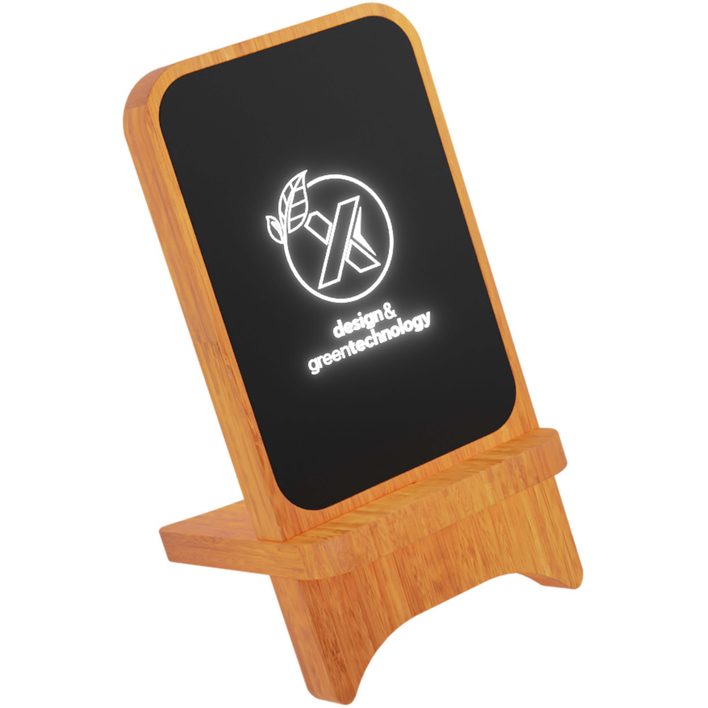 Logo trade promotional items picture of: SCX.design W16 10W light-up wireless wooden stand