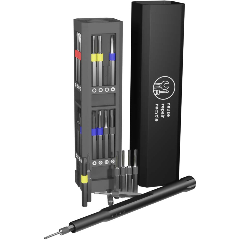 Logo trade promotional gifts image of: SCX.design T20 30-piece screwdriver and repair set in aluminium case