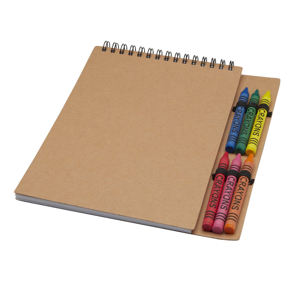 Logotrade promotional product image of: Doodle A5 spiral soft cover notebook and crayon set