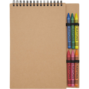 Logo trade promotional item photo of: Doodle A5 spiral soft cover notebook and crayon set