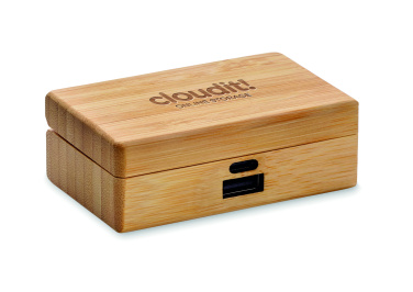 Logo trade promotional gifts image of: TWS earbuds in bamboo case