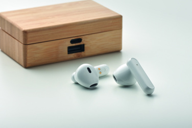 Logo trade corporate gifts picture of: TWS earbuds in bamboo case