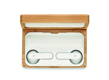 Logo trade promotional giveaway photo of: TWS earbuds in bamboo case