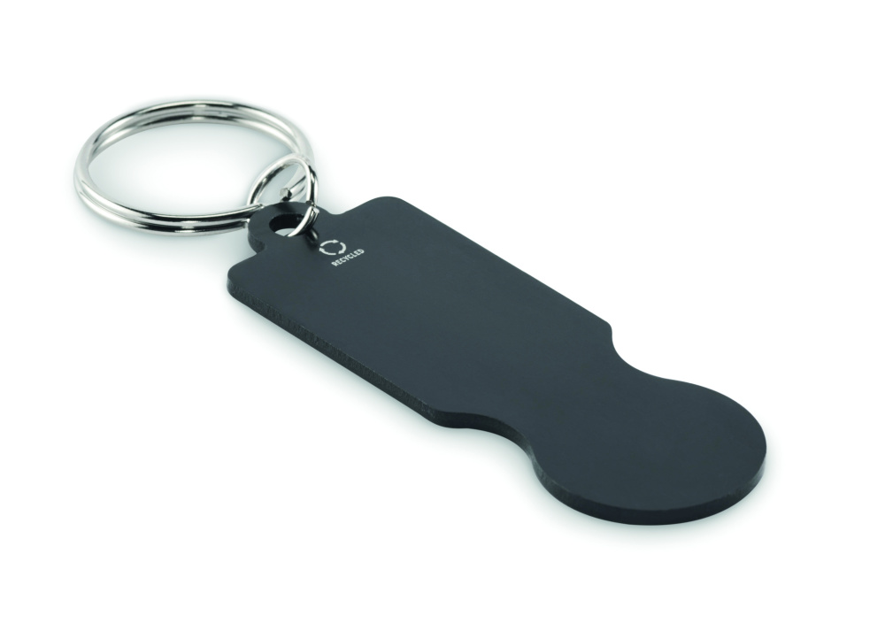 Logo trade promotional giveaways image of: Key ring with trolley token