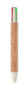Logo trade promotional merchandise picture of: Cork 4-colour ink ball pen