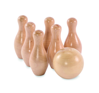 Logo trade corporate gifts image of: Mini pine wood bowling set