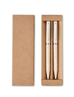 Logotrade promotional products photo of: Wheat straw/ABS twist pen set