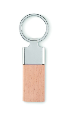 Logo trade promotional merchandise picture of: Key ring with rubber wood