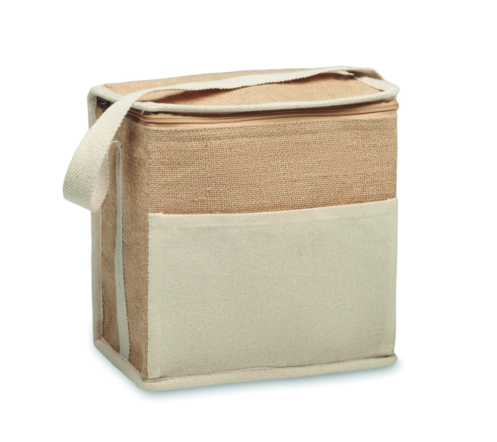 Logo trade business gifts image of: Jute and canvas cooler bag 3L