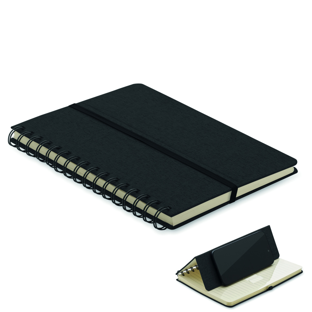 Logo trade business gifts image of: A5 notebook with phone holder