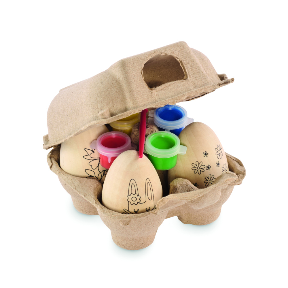 Logo trade promotional gift photo of: Wooden eggs painting set