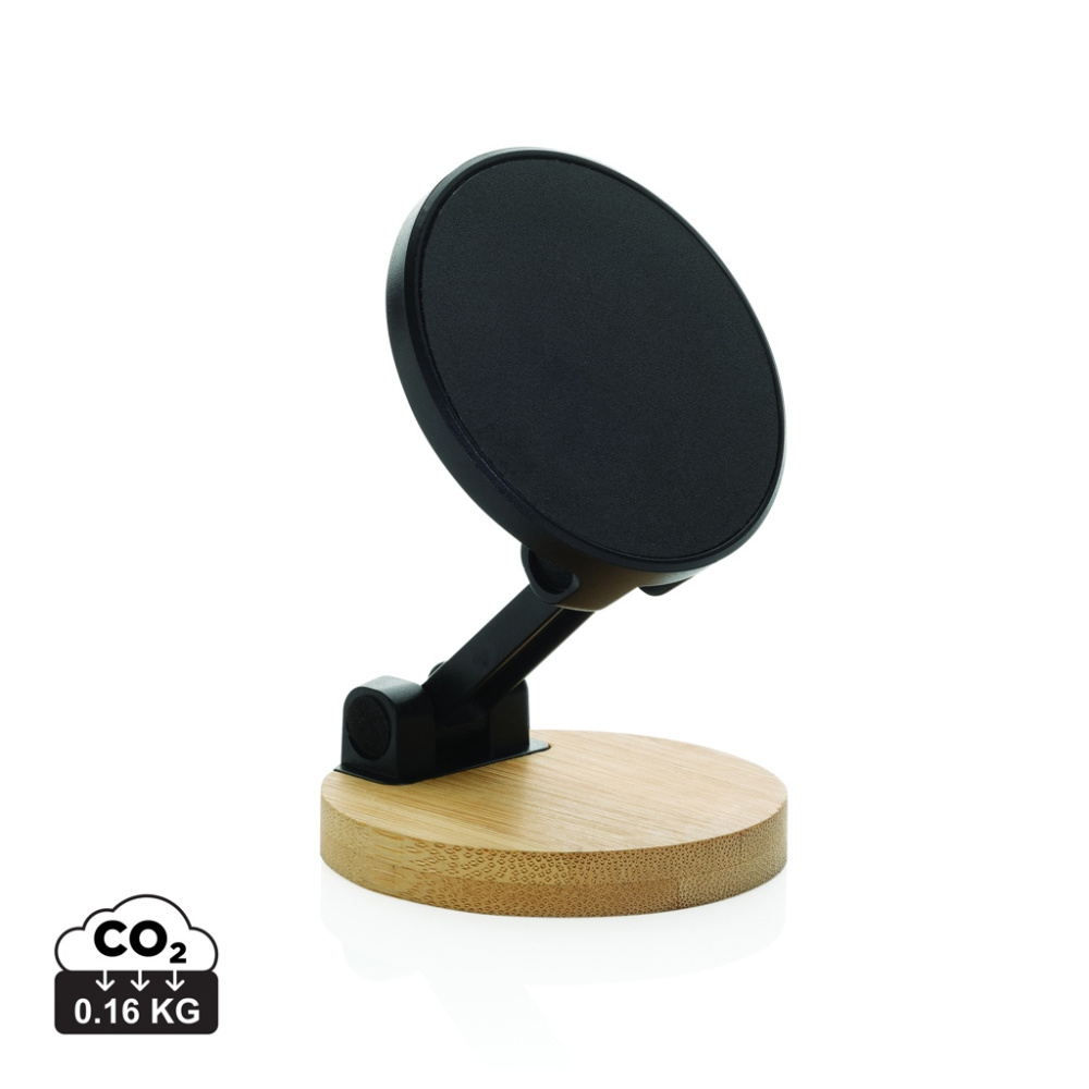 Logo trade promotional giveaway photo of: Magmount RCS recycled plastic and bamboo phone stand